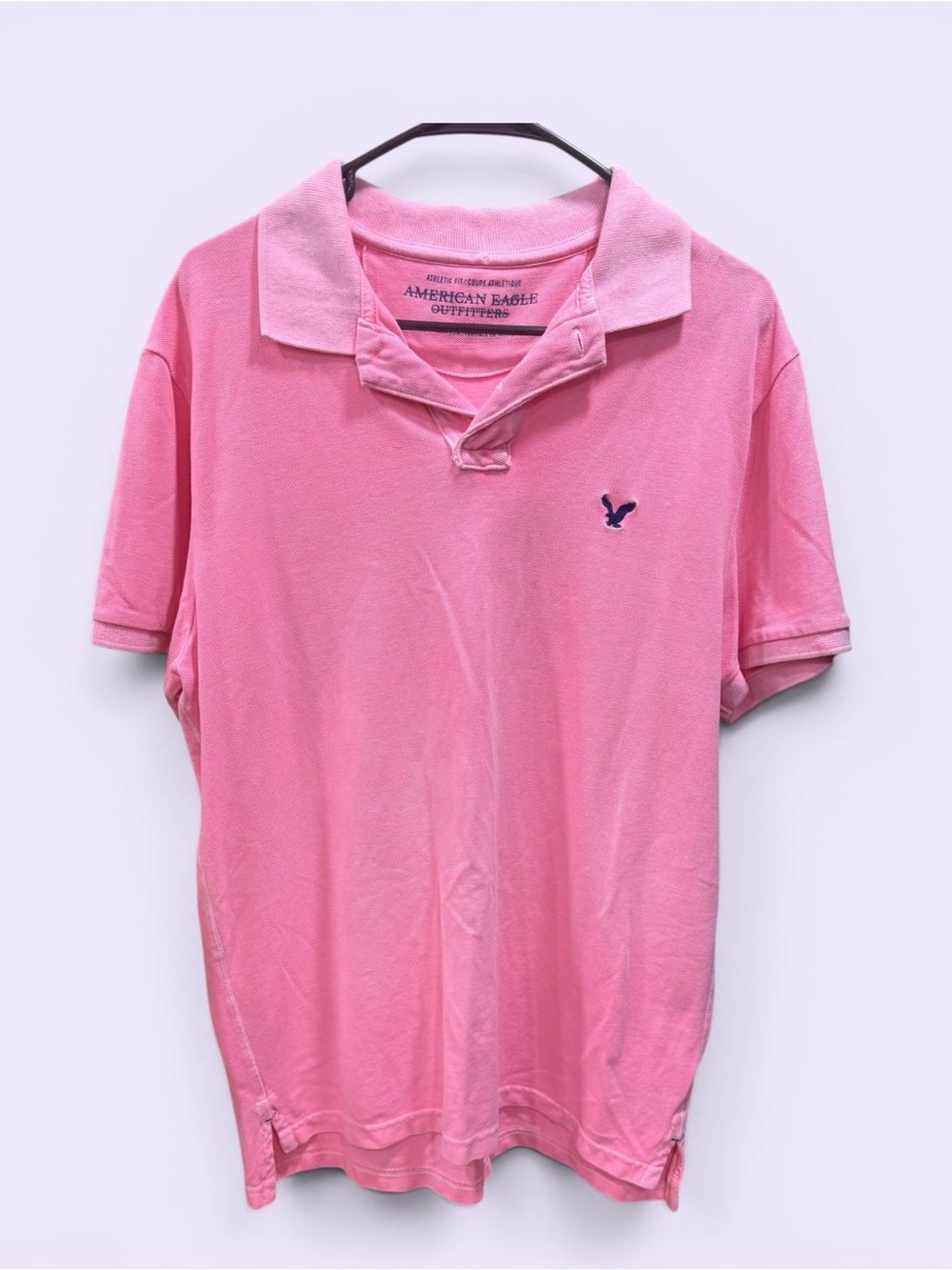 American Eagle Outfitters Pink Polo Shirt with Navy Logo